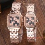 Cartier Panthere De Replica Watches - All Rose Gold With Black Lauquer Dial
